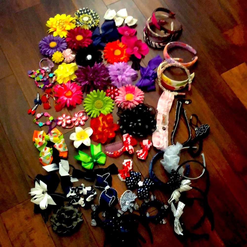 Headbands bows necklace hair ties school huge lot